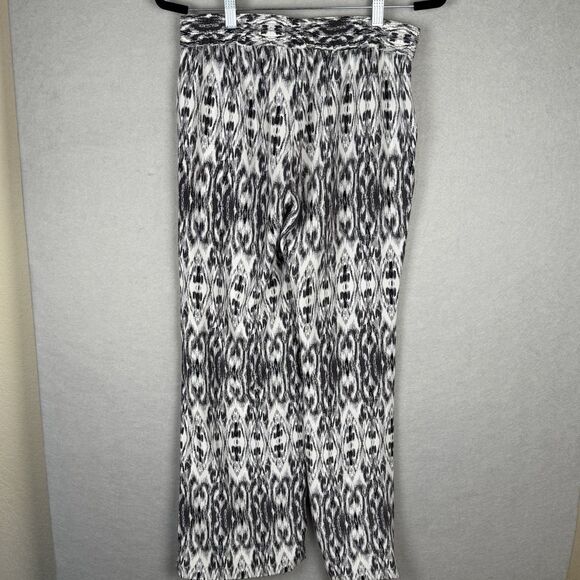 JOIE Women's S 100% Silk Wide Leg Elastic Waist Black and White Pants w/Pockets - Picture 4 of 7